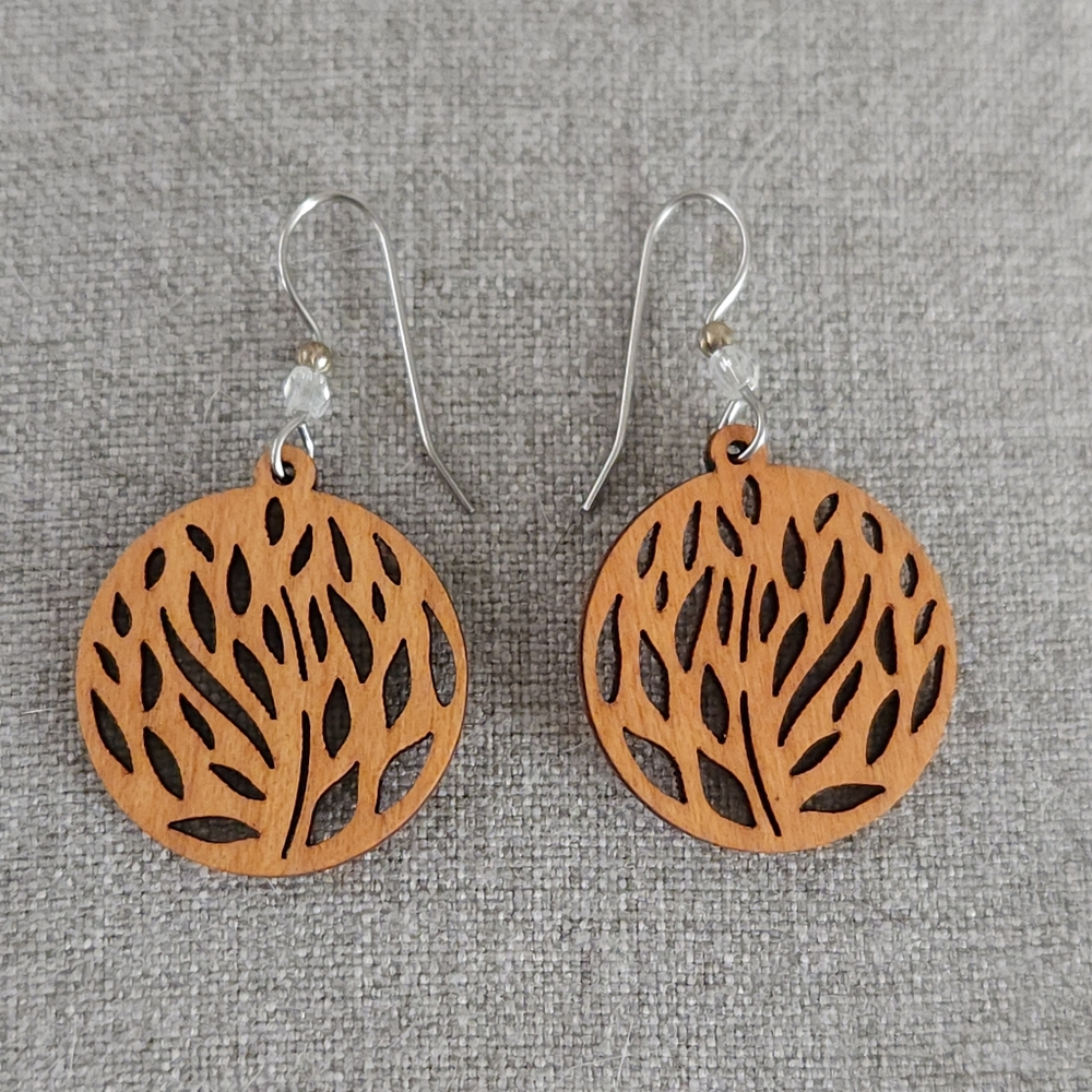 Handmade Wooden Nature Motif Earrings, Purchased in Seqouia National Park, CA